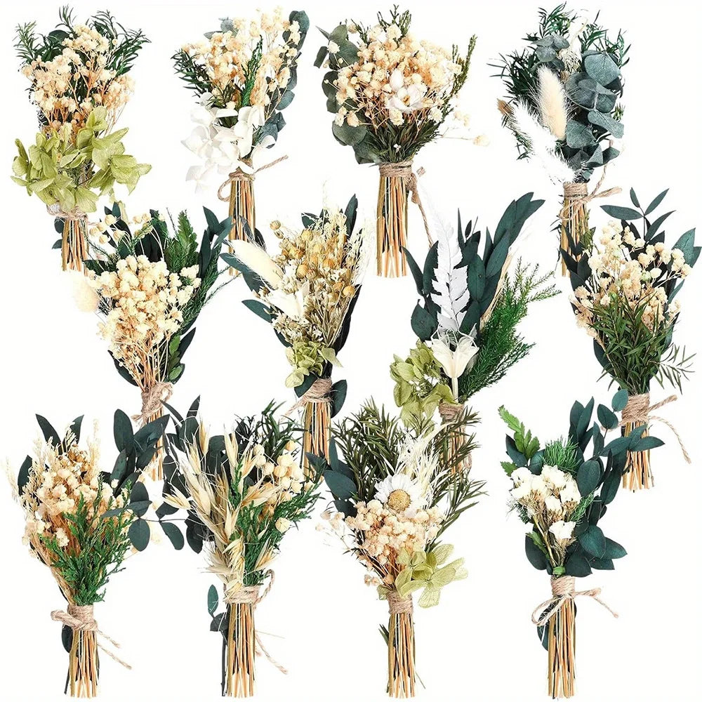 6pcs Mini Dried Flower Bouquet Bohemian Wedding Pampas Rabbit Tail Grass Bridesmaid Flowers Wedding Party Decoration Home Decor