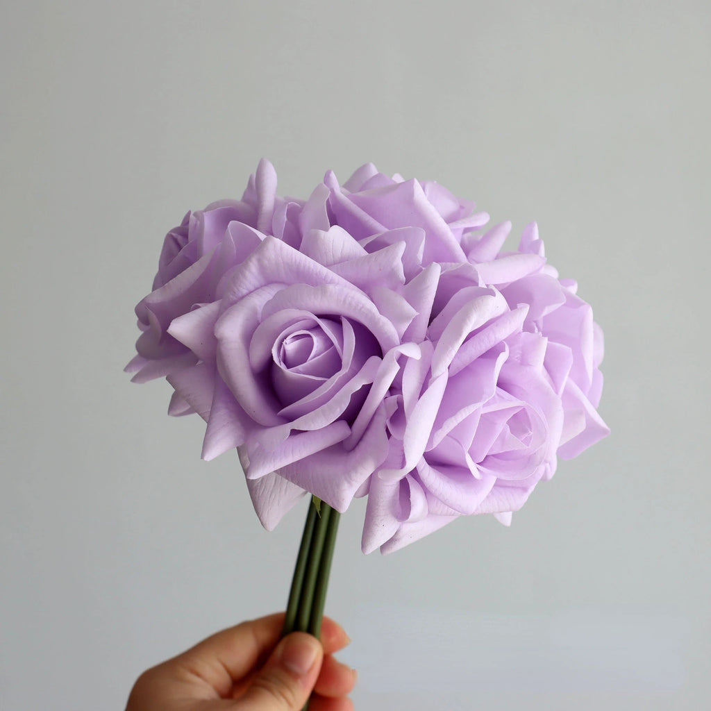 5Heads Curled Edge Rose Bouquet Real Touch Artificial Flowers Rose Wedding Bridal Bouquet Party Festival Home Decor Fake Flowers