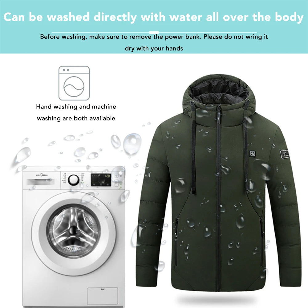 4 Areas Heated Jackets for Men Outdoor Sports Smart USB Charging Heating Outerwear Winter Electric Thermal Warm Cotton Jacket
