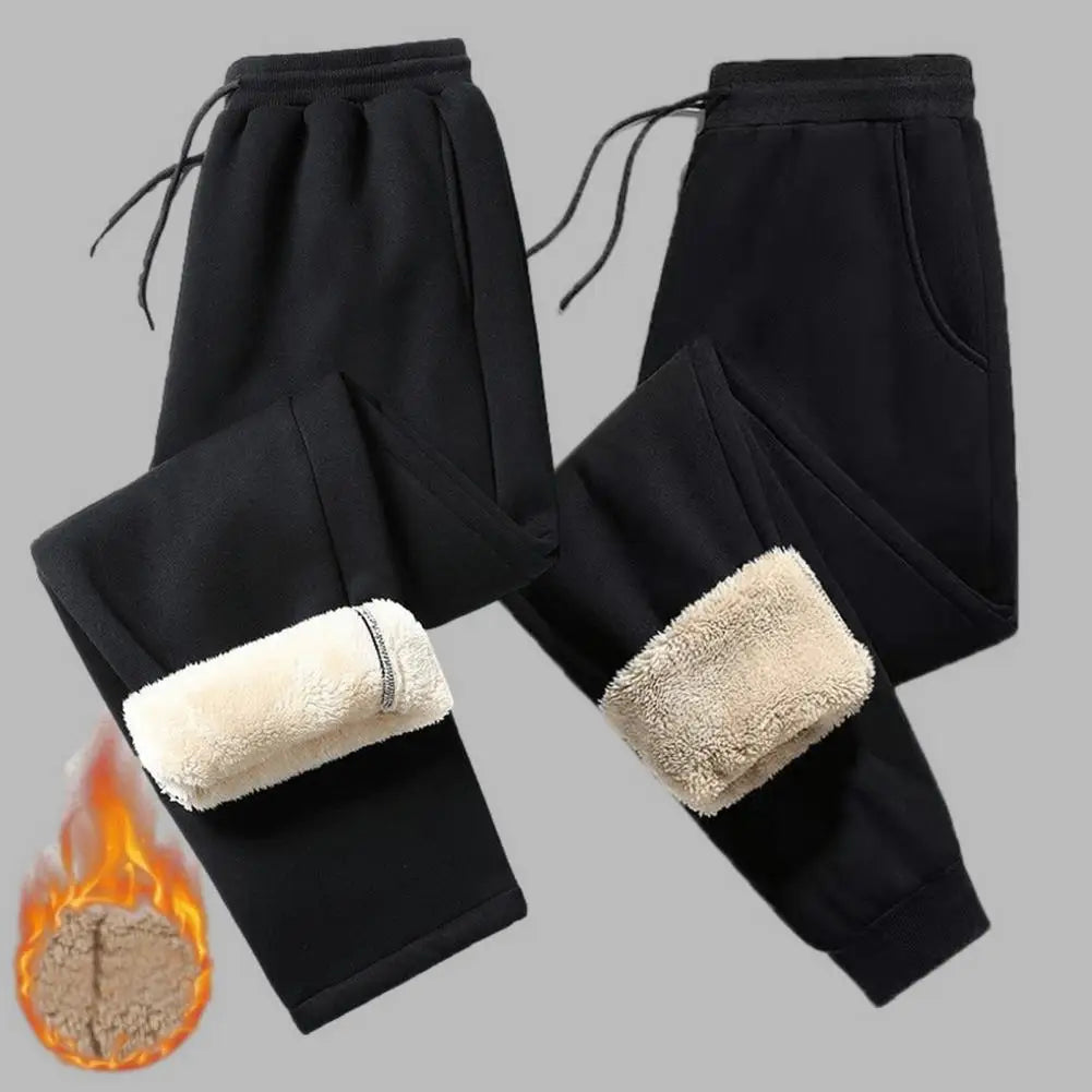 Winter Lambswool Warm Casual Pants Thick Plush Drawstring Men Sweatpants Fitness Jogging Pants Men Fleece Straight Trousers