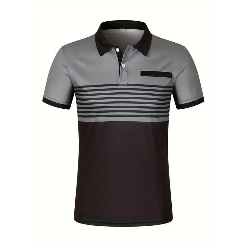 Summer Men's Short sleeved Polo Shirt Business Casual Collar T-shirt Plus Size Breathable Top European and American Plus size