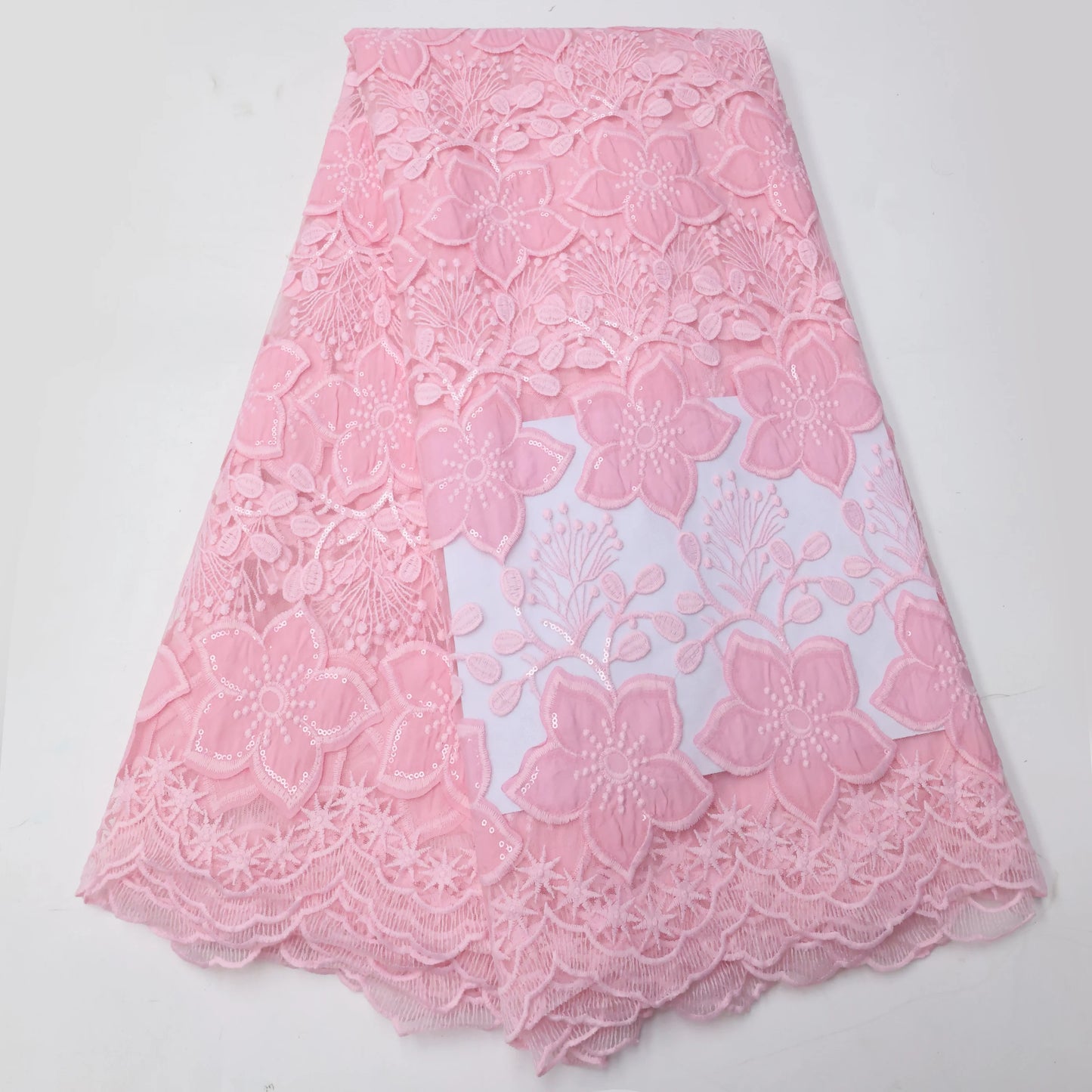 African Mesh Net Lace Fabric Sequined Nigerian French Tulle Lace Fabric  High Qulity For Women Wedding Party Dress Sew