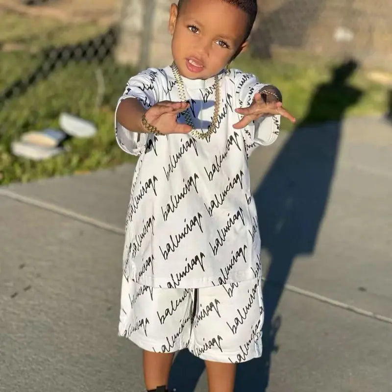 1-6Years Baby Boy Clothes Summer Short Sleeve T-shirt+Shorts Pants 2pcs/sets Toddler Kids Boys Casual Clothing Suits Loose 2023