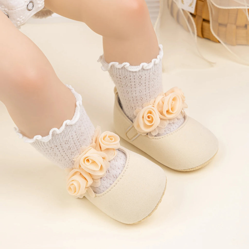 KIDSUN Cotton Sole Anti-slip Baby Shoes Moccasin Cute Flower Princess Girls Shoes Newborn Toddler First Walker Crib Shoes 0-18m