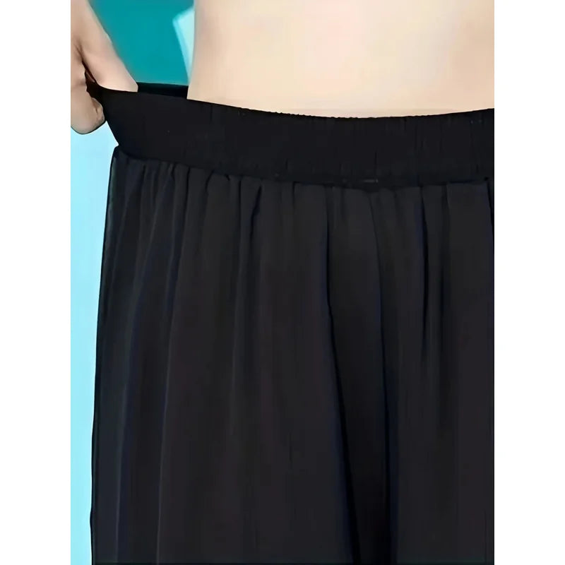 Thin chiffon wide leg pants for women in spring and summer, double layered drape, loose and slimming, cool long pants