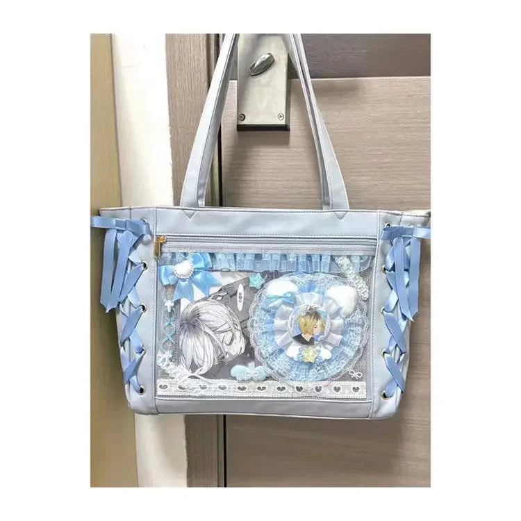 New Y2K Sweet Lolita Pink Ita Bag Women Japanese Transparent Large Capacity Tote Bag Ladies Harajuku Kawaii Handbag Aesthetic