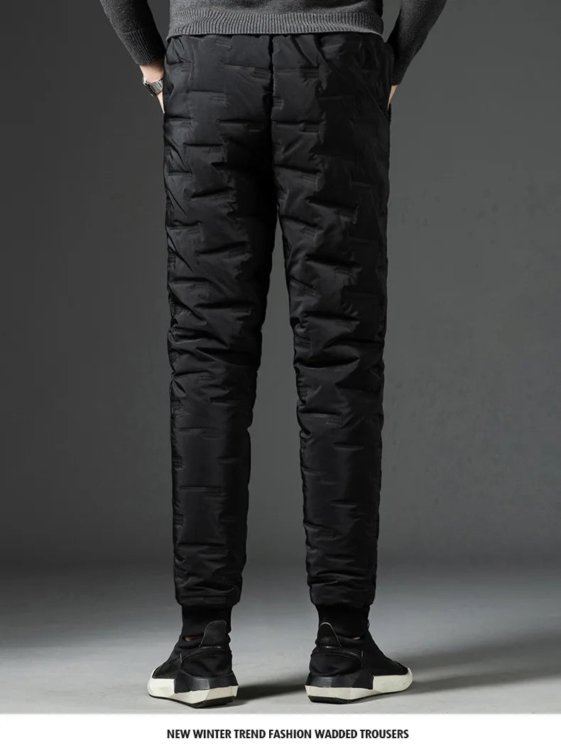 2025 Winter Warm Pants Men's Thicken Dowm Cotton Pants Outdoor Casual Joggers Pants Windproof Waterproof Thermal Trousers Male