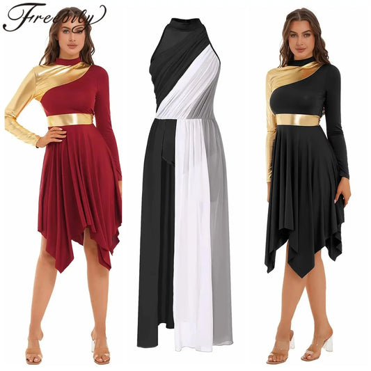 Women Worship Robe Lyrical Praise Dance Costume Modern Dress Adults Liturgical Celebration of Spirit Dancewear Performance Dress