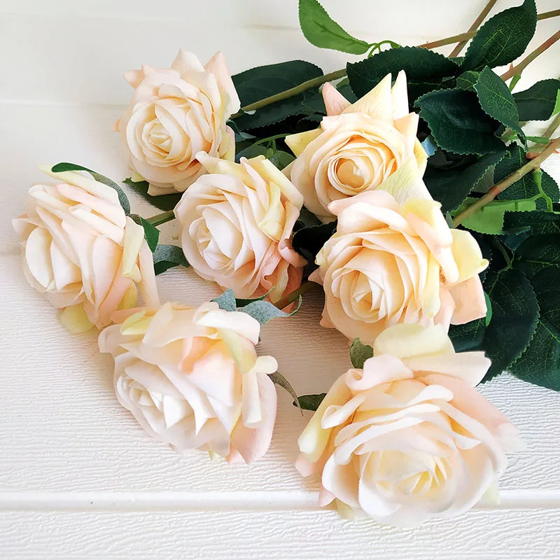 Wedding Decorations 12pcs/Lot Rose Latex Artificial Flowers Floral Silk Real Touch Rose Flowers Home Birthday Party Bouquet