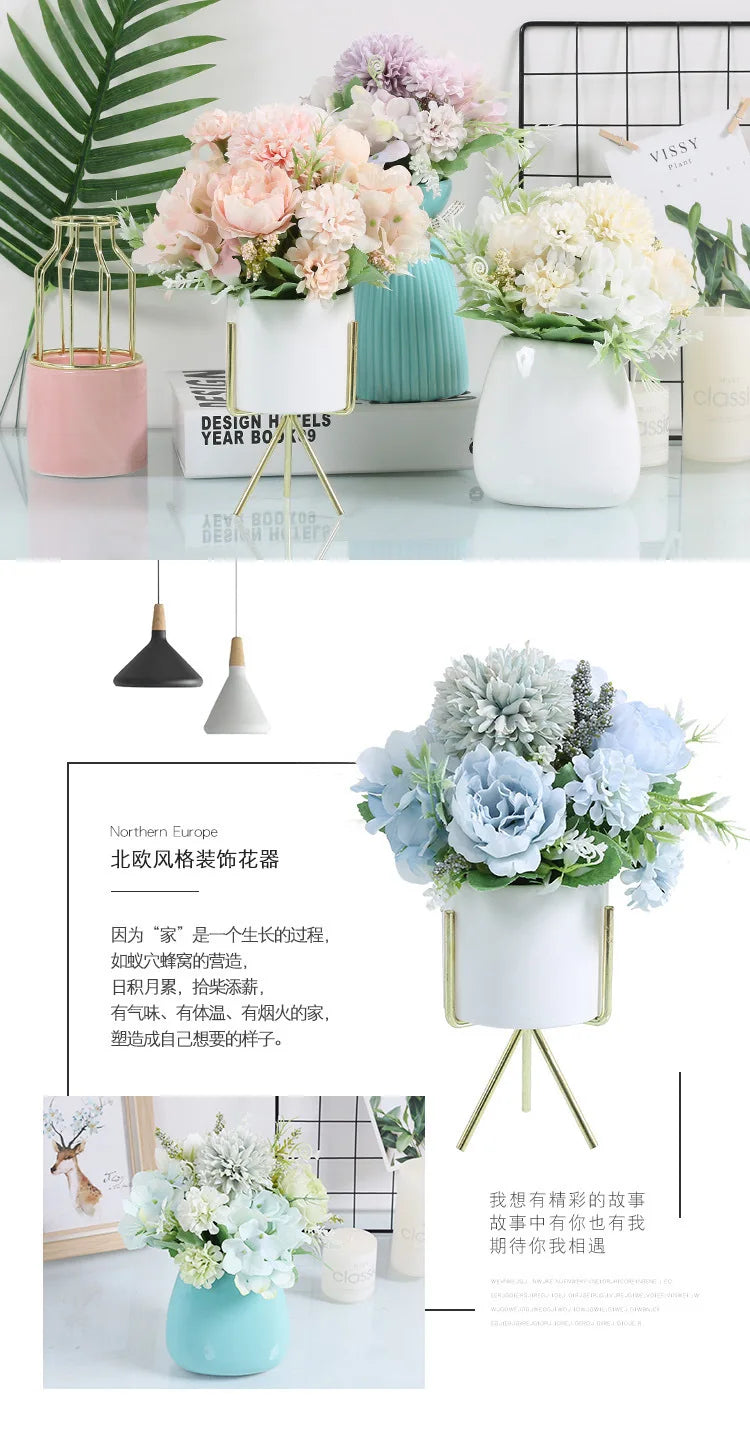 Artificial Flowers Silk Peony For Vase Bride Bouquet Wedding Home Room Table Decoration Fake Floral Hydrangea Gifts