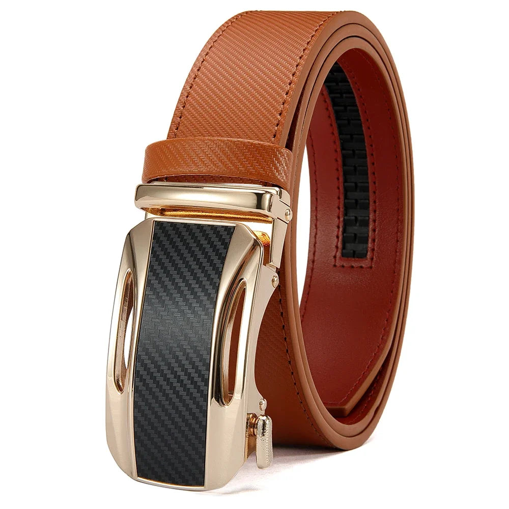 Men Belts Genuine Leather Luxury Famous Brand Belt Automatic Buckle Leather Mens Belt New Fashion Jeans Office Work Casual Belt