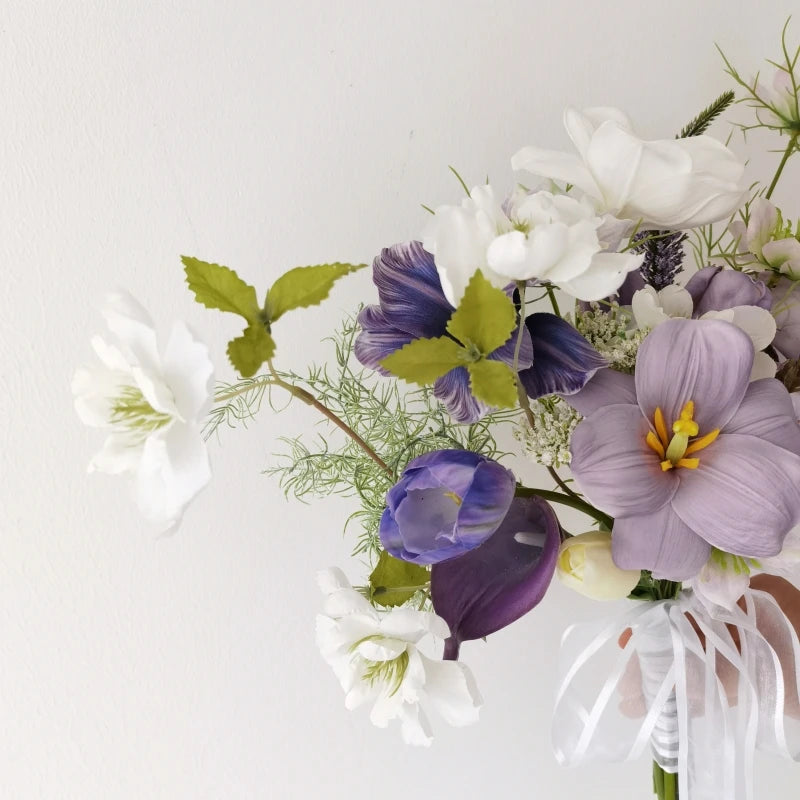 Ins Sle Purple Pink Handheld Flower Bouquet Artificial Flowers Wedding Photoaphy New Bride Home Decoration Arrangement