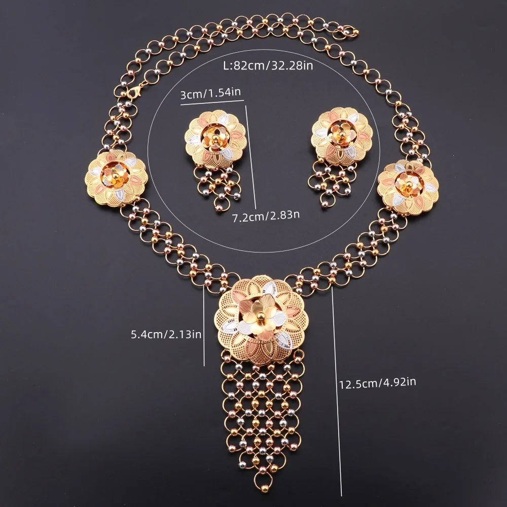 Indian Jewelry Set Colorful Bridal Wedding Ethiopia Dubai Nigerian African Necklace Earrings Bracelet Ring Jewellery Set