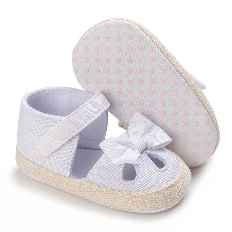 Newborn Toddler Baby Shoes Girl Baby Crib Shoes Princess Flower Bow Baby Cotton Sole First Walker Sneakers 0-18 Months