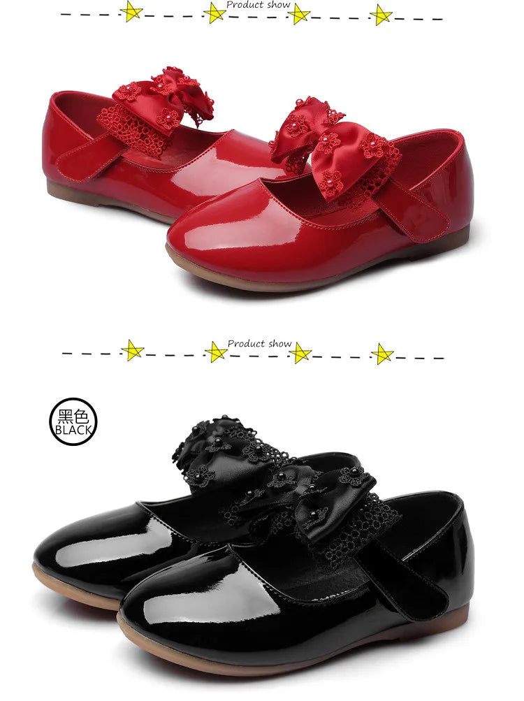 Baby Girls Shoes Kids Wedding Party Shoes Little Girls Patent Leather Shoes Flower Princess Shoes for Dance Red White Black