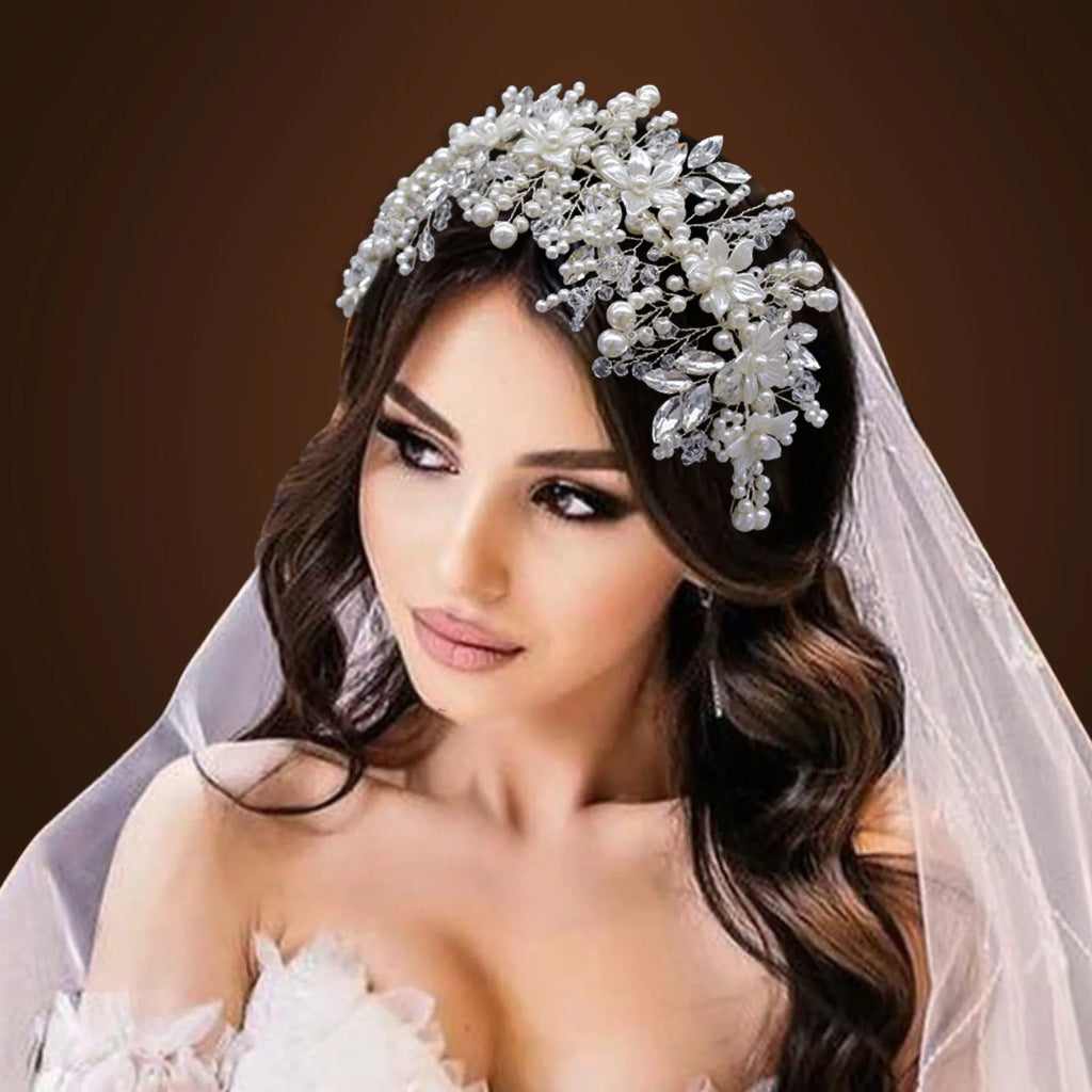 DZ023 Fashion Wedding Headpiece Crystal Pearl Hair Piece 2022 Bridal Tiara Dinner Party Headdress  For Women Bride Headwear
