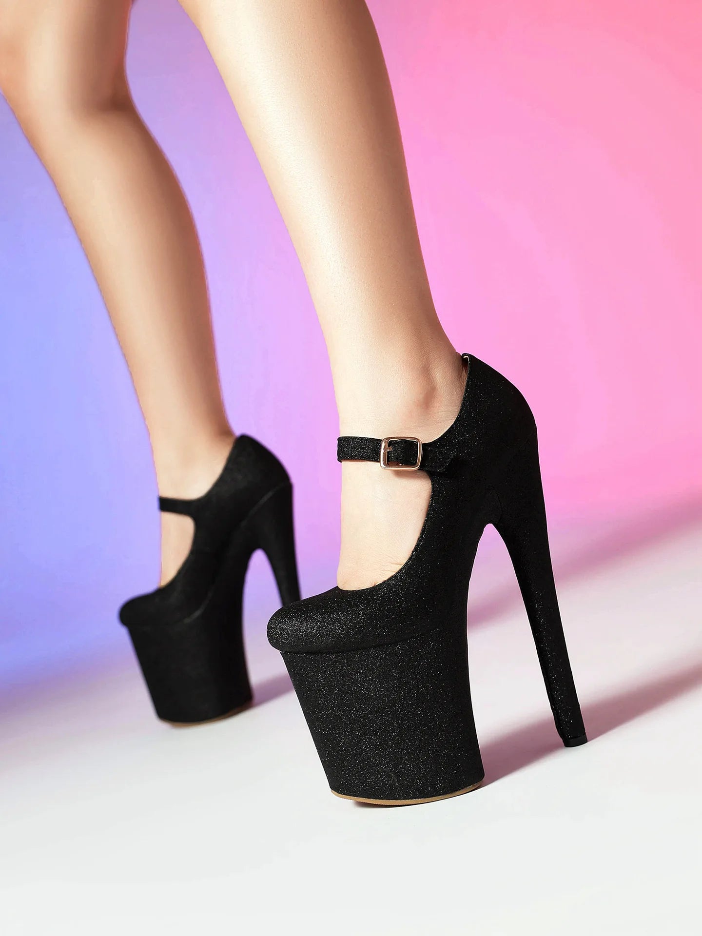 20CM/8Inch Super High Heels Buckle Strap Women Pumps Size 34-43 Fashion Platform Nightclub Stage Shoes Pole Dance Stripper Heels