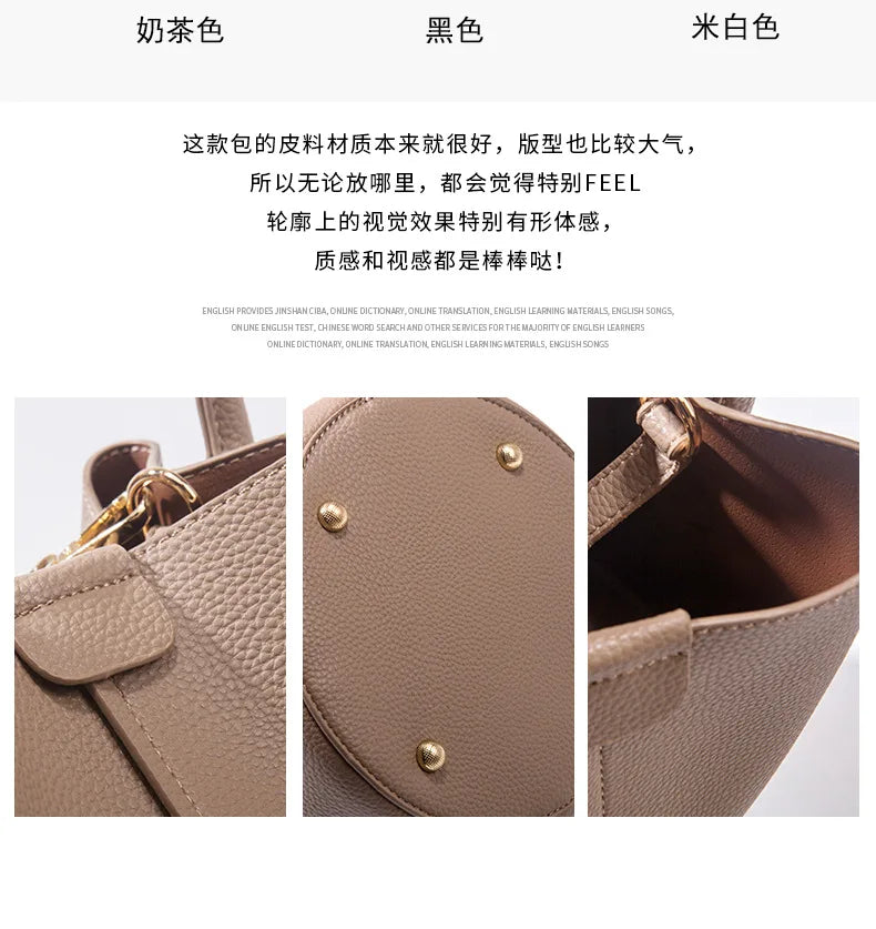 Luxury Top Handle Bag Women Crossbody Shoulder Bags Bucket Portable Tote Bag PU Leather Ladies Hand Bag Designer