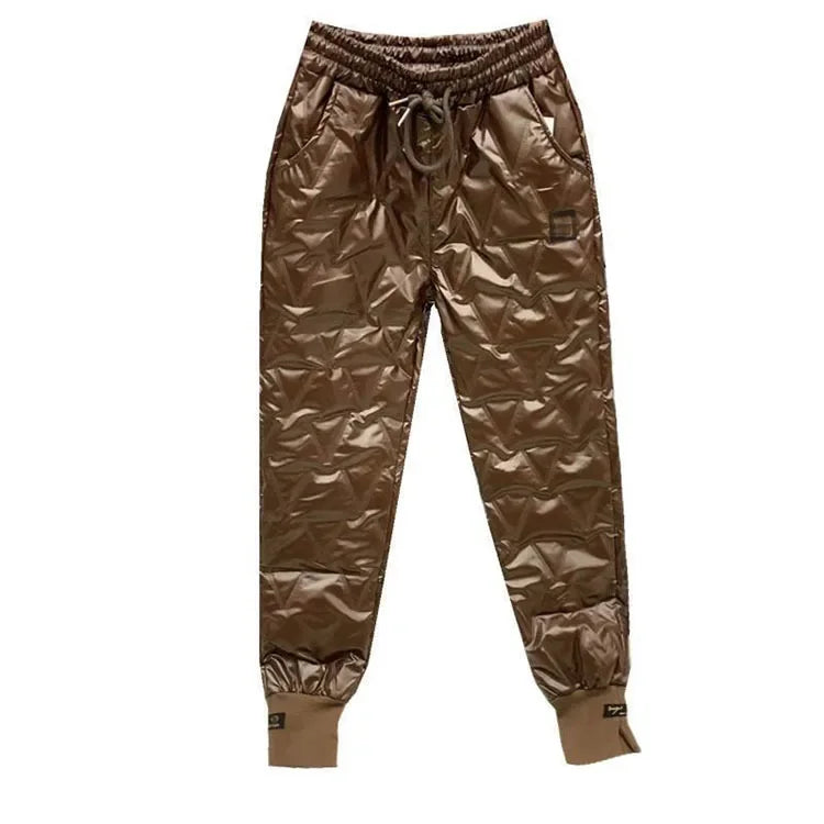 Autumn Winter Cotton Trousers Women's Snow Waterproof Warm Pants 2025 New Winter Drawstring Thicken Casual  Harem Pants