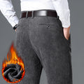 Winter New Corduroy Thick Pants Men's Fleece Fashion Business Straight Trousers Brand Comfortable Velvet Warm Plush Loose Pants