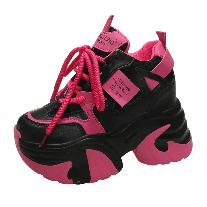 High Platform Sneakers Women 2023 Thick Sole Sports Ladies Trainers Vulcanized Shoes Woman Chunky Sneakers Zapatillas Mujer 10CM