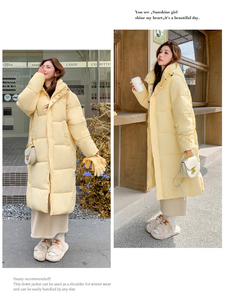 2025 Winter Women Jacket Coats Long Parkas Female Down Cotton Hooded Overcoat Thick Warm Jackets Windproof Casual Student Coat