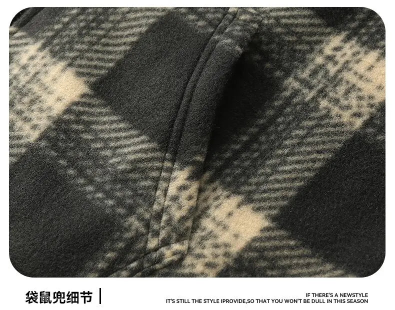 Winter Fashionable Trendy Grid Thickened Warm Lamb Fleece Jacket for Men's Casual Loose Sports Large Size High Quality Jacket