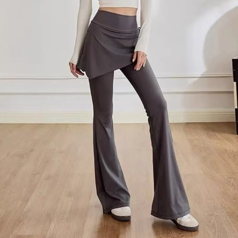 Elastic High Waist Women's Flare Pant Sexy Slim Leggings Yoga Lady's Trousers Wide Leg Pant Sportswear Boot Cut Pants Matching