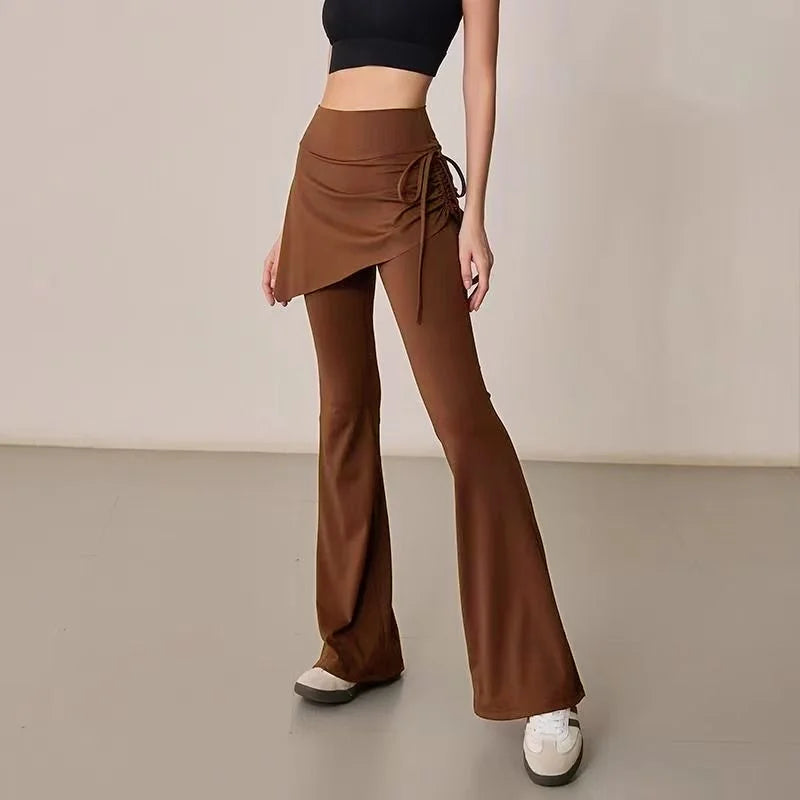 Elastic High Waist Women's Flare Pant Sexy Slim Leggings Yoga Lady's Trousers Wide Leg Pant Sportswear Boot Cut Pants Matching