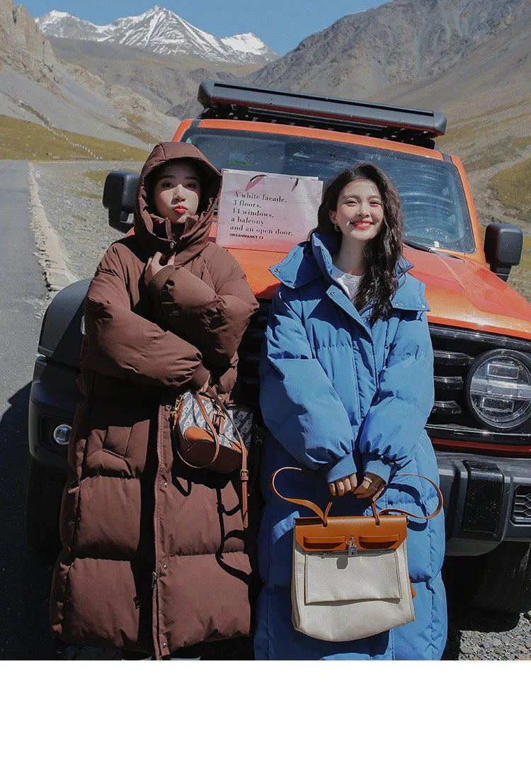 ITOOLIN Women Casual Down Coat Thicken Cotton Warm Hooded Long Coat Long Sleeve Parkas Button Pocket Autumn Winter Office Coat