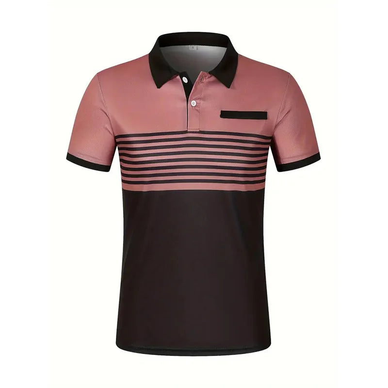Summer Men's Short sleeved Polo Shirt Business Casual Collar T-shirt Plus Size Breathable Top European and American Plus size