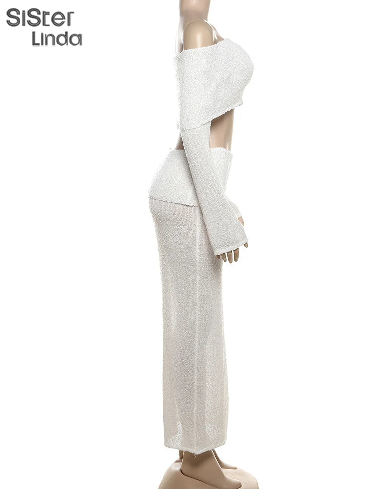 Sisterlinda Summer Release Junior Sexy Floor-Length High Street Skirt Suit W24S52557 Girl White Waist Exposure Fishtail Skirt