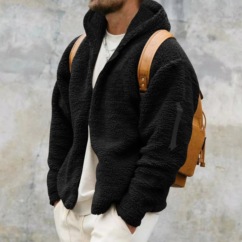 Men's Winter Jacket Warm Loose Casual Fleece Soft Fabric Velvet Skin Friendly Solid Streetwear Fashion Jackets Coats for Men