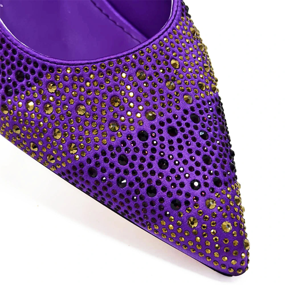 Venus Chan 2024 Hot Selling INS Pointed-Toe Luxury Style High Heels Sandal With Bag Set in Gold Color For Wedding Party Women