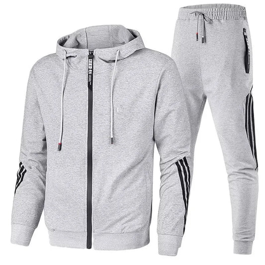 Men's Leisure Sports Set 2025 Spring and Autumn Solid Color Fashion Zipper Coat Men's Running Sports 2-piece Set
