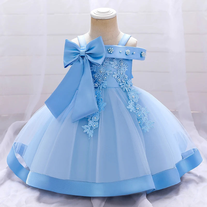 Flower Ceremony 1st  Birthday Dress For Baby Girl Clothing Baptism Princess Dress Girls Dresses Party Costume One Shoulder
