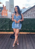 Camisole Dress Sexy Sleeveless Women Denim Dresses Solid Spliced Sheath Slim Washed Distressed 2025 Summer Wrap Buttocks