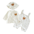 3Pcs Muslin Baby Jumpsuit Coat Hat Bear Baby Summer Clothes Set Kids Coat Romper White Toddler Outfit Suit Infant Clothing 0-3T