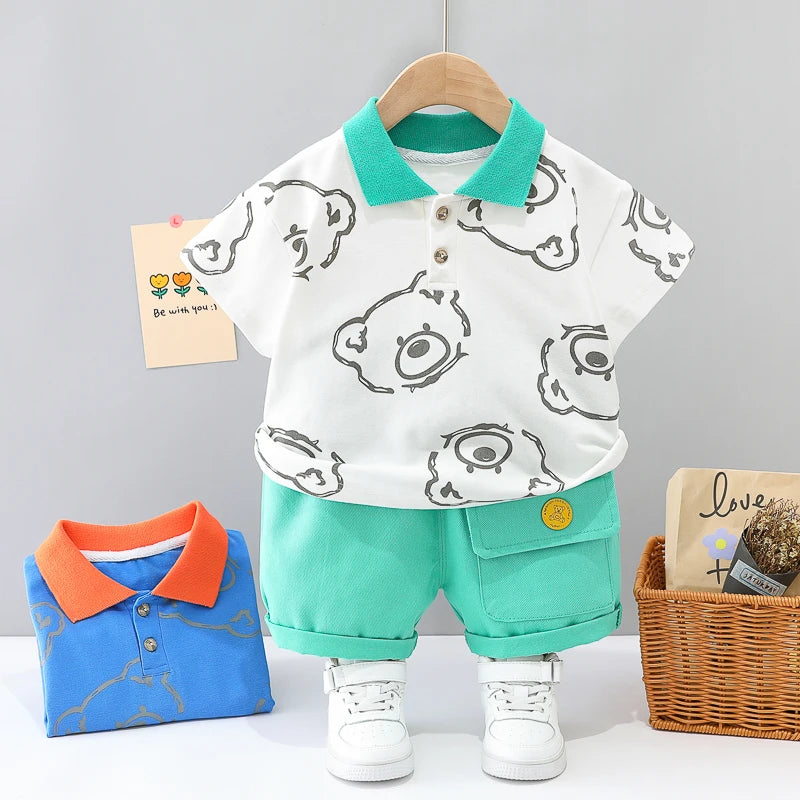 New Baby Boy Clothes Suits Summer Baby Clothes Set Print Dinosaur T-shirts+Pant 2pcs/Suit Infant Outfits Kids Girls Clothes Sets