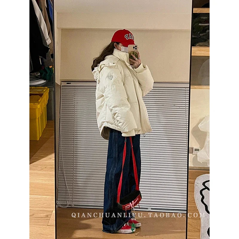 Women Long Down Jackets Coat 2024 Winter Unisex Warm Coat Loose PufferJacket Hooded New Long Parka Windproof Parkas Zipper Coat