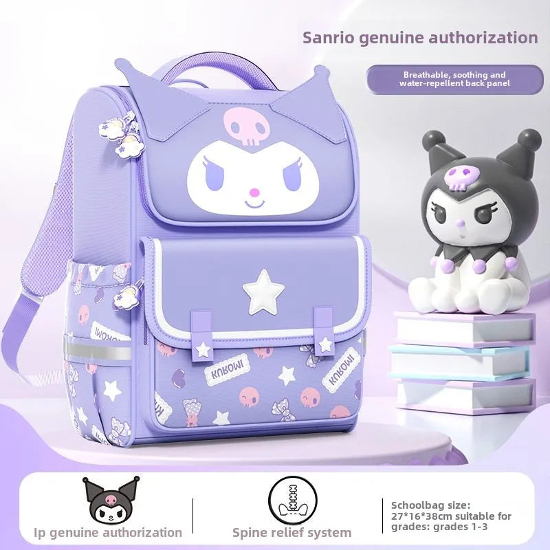 Cute Sanrio cartoon My Melody Kuromi Hello Kitty backpack Student large capacity spine protection and burden reduction backpack
