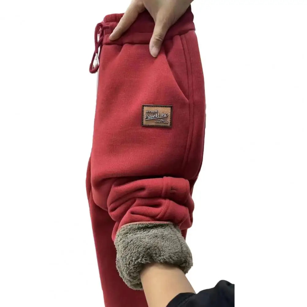 Women Winter Warm Thick Fleece Lined Pants Fashion Thermal Plush Pants Casual Sports Sweatpants Elastic Waist Trousers