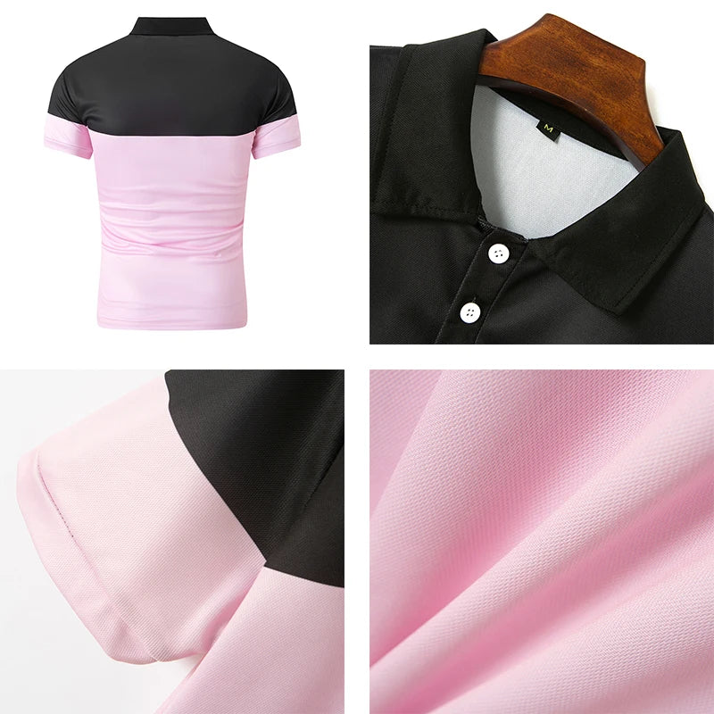 Summer Men's Short sleeved Polo Shirt Business Casual Collar T-shirt Plus Size Breathable Top European and American Plus size