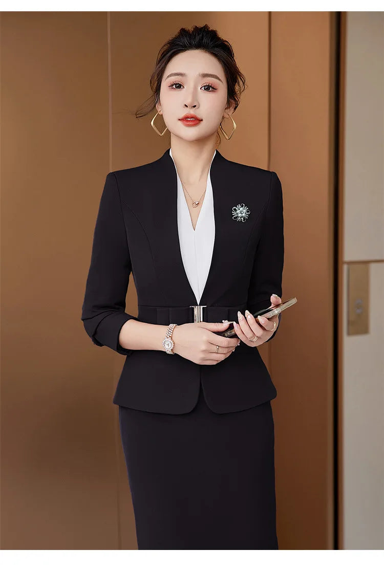 Formal Office Pant Suit For Womens Blazers Pant Set Long Sleeve Uniform Elegant Feminino Business Formal Work Suit oversize 3XL