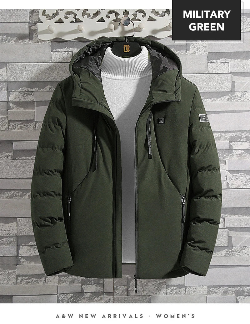 4 Areas Heated Jackets for Men Outdoor Sports Smart USB Charging Heating Outerwear Winter Electric Thermal Warm Cotton Jacket