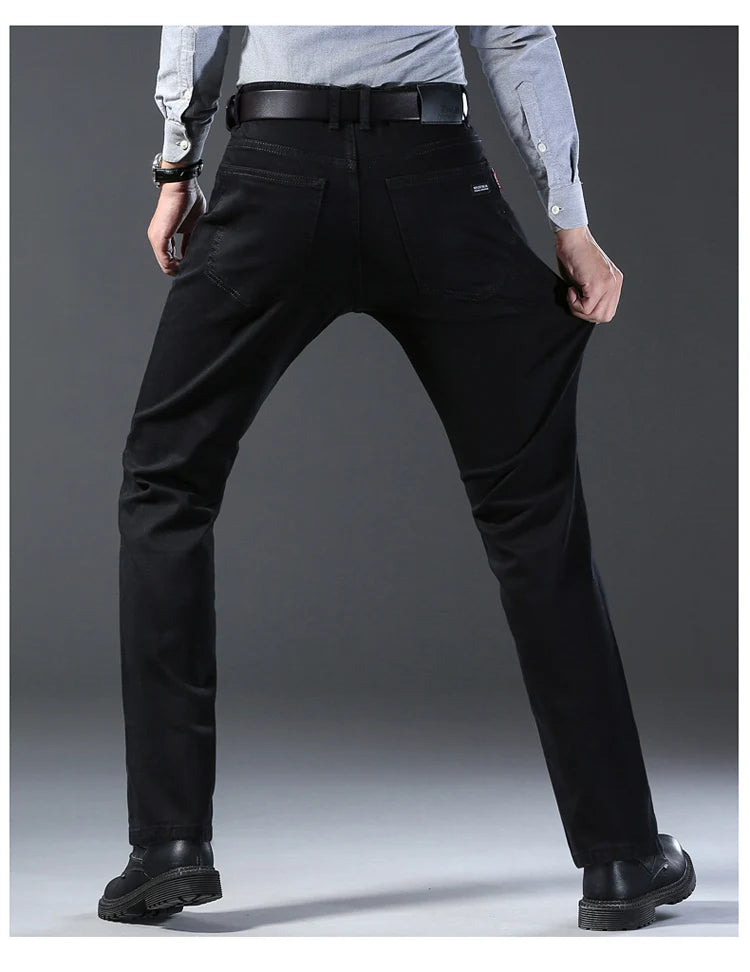 2024 New high-quality Fashion Casual Cotton Business Black  Denim Pants Male Trousers Men's Stretch Regular Fit Jeans