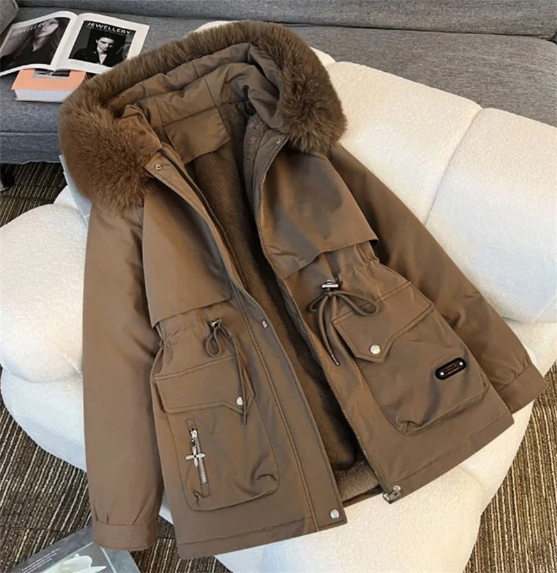 Winter Parkas Jacket Women 2025 New Fashion Korean Loose Hooded Thick Warm Casual Cotton Padded Coat Female Overcoat Casual Tops
