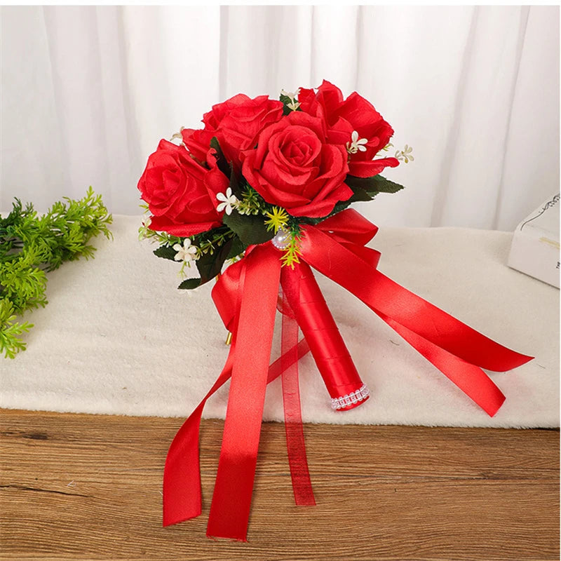 Bridal Flower Bouquet Wedding Supplies Artificial Silk Rose Peony Flower Wedding Bouquet Orchid Quality Bouquets