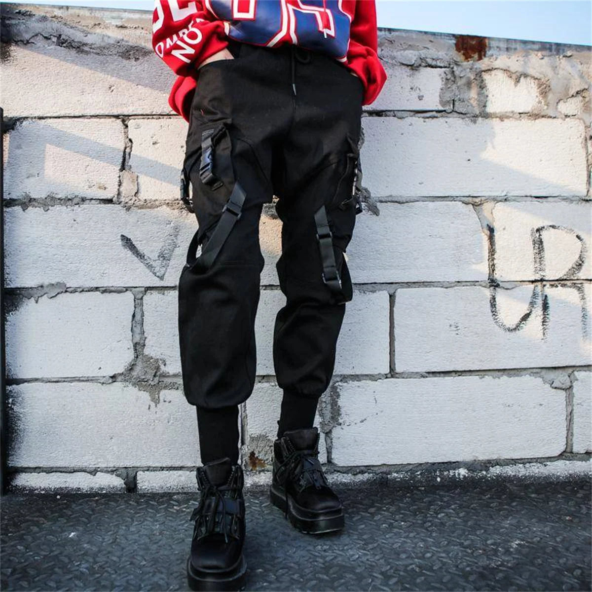 100% Cotton Black High Waist Cargo Pants Women Casual Punk Pants Gothic Pencil Harajuku Cool Trousers Fashion Hip Hop Girl Pants