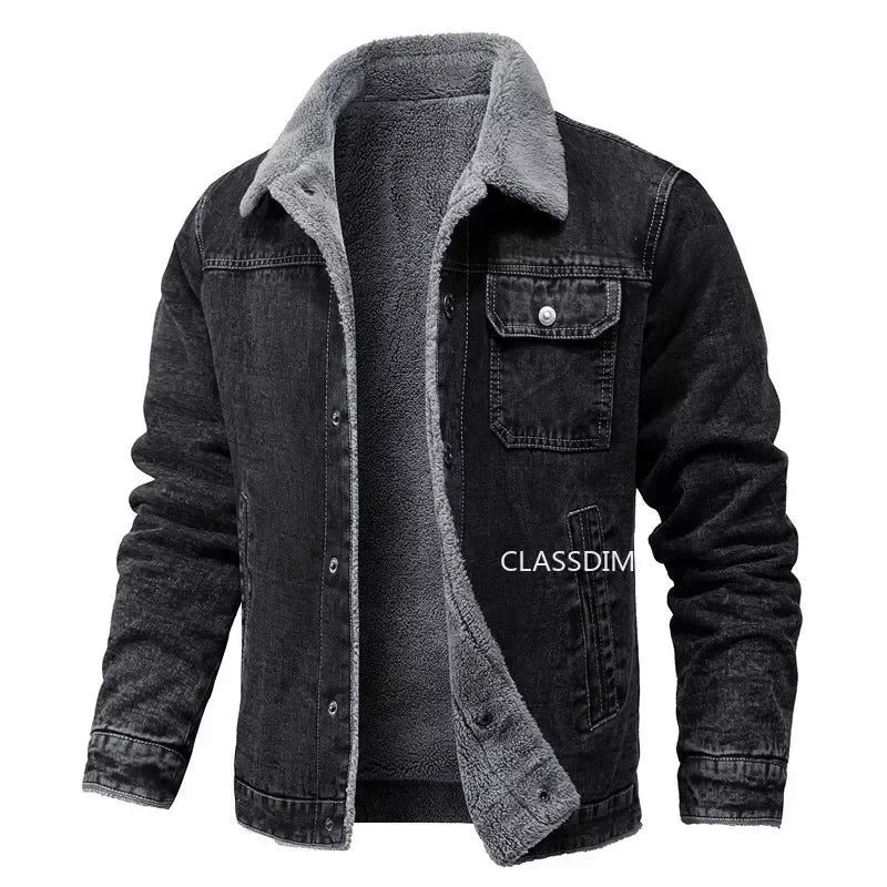 Men Winter Black Denim Jackets Fleece Warm Coats Good Quality Male Casual Winter Jackets Outwear Casual Coats Winter Clothes 4XL